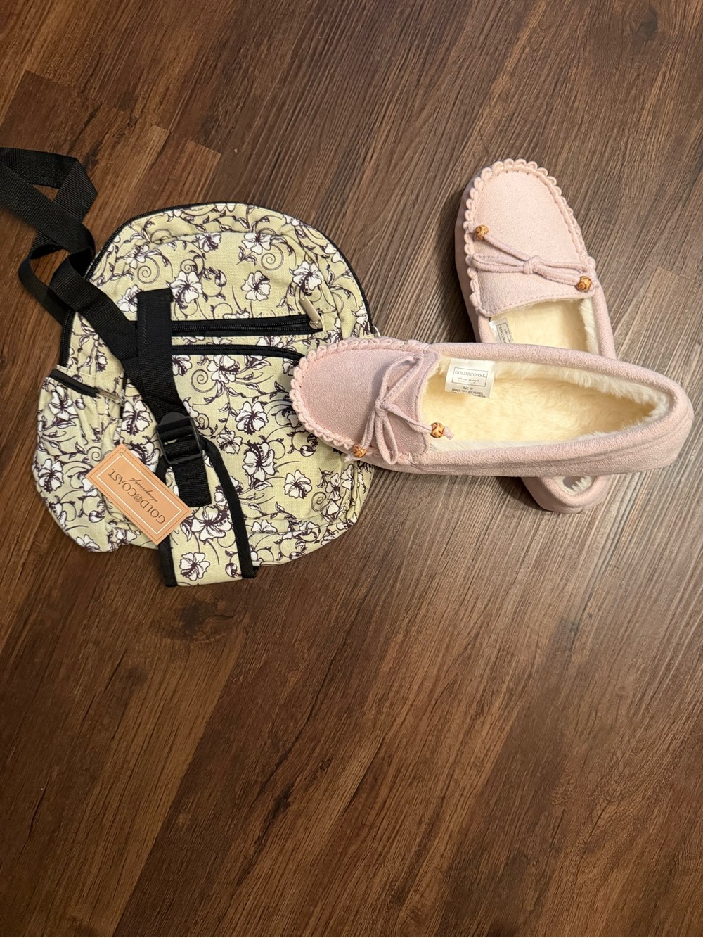 Gold Coast Mini Sling Bag & Pink Faux-Fur Lined Moccasin Slippers - Cozy Comfort